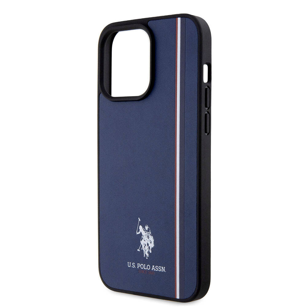 Apple iPhone 15 Pro Max Case US Polo Assn. Original Licensed Three Color Stripe Design Print Logo Cover White