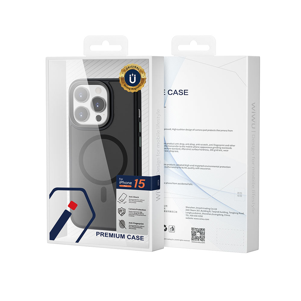 Apple iPhone 15 Pro Max Case Wiwu FGG-011 M-safe Charging Camera Protection Cover Blue