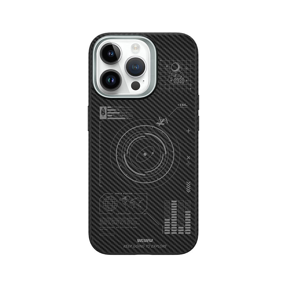 Apple iPhone 15 Pro Max Case Wiwu KJZ-017 Carbon Fiber 600D Explore Kevlar Cover Black