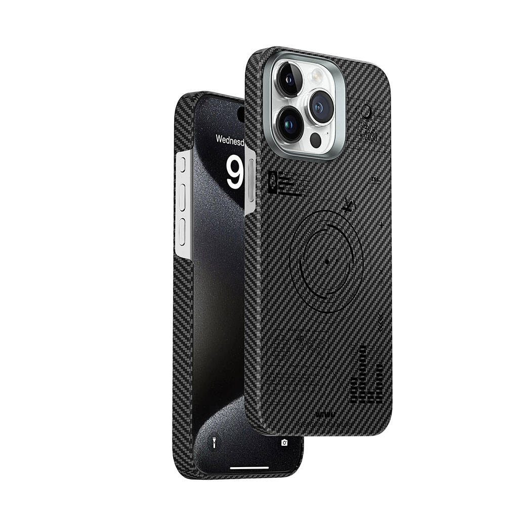 Apple iPhone 15 Pro Max Case Wiwu KJZ-017 Carbon Fiber 600D Explore Kevlar Cover Black