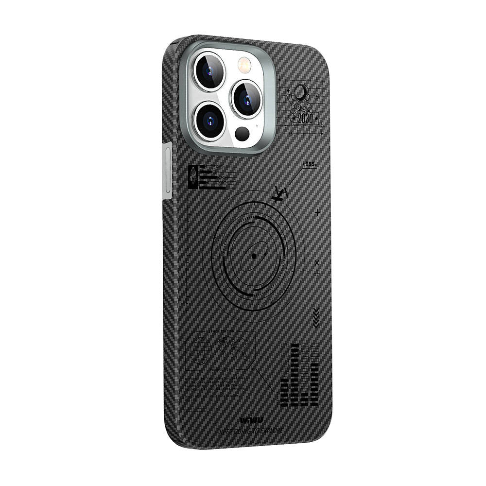 Apple iPhone 15 Pro Max Case Wiwu KJZ-017 Carbon Fiber 600D Explore Kevlar Cover Black