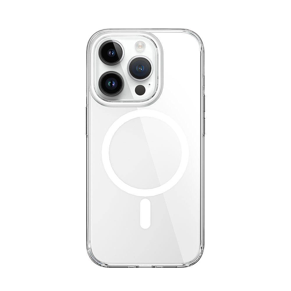 Apple iPhone 15 Pro Max Case Wiwu ZYS-013 M-safe Charging Feature Colorful Camera Frame Transparent Jelly Cover White