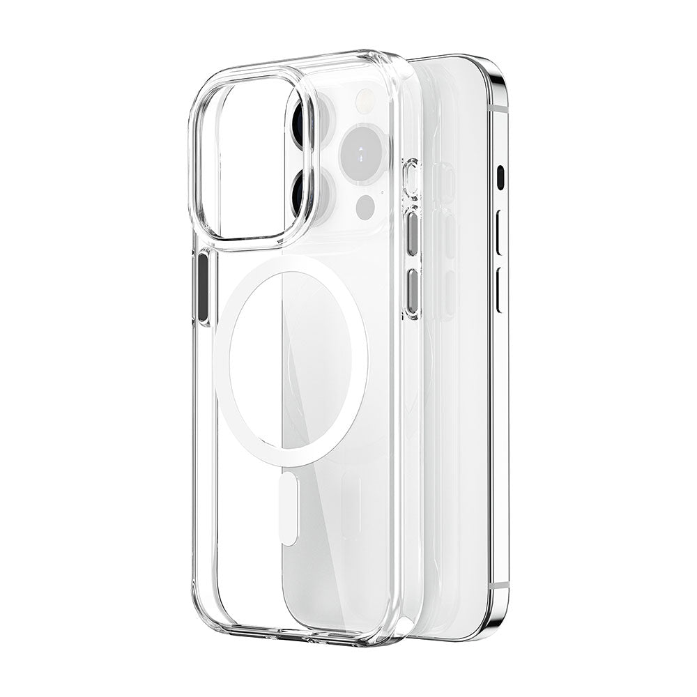 Apple iPhone 15 Pro Max Case Wiwu ZYS-013 M-safe Charging Feature Colorful Camera Frame Transparent Jelly Cover White