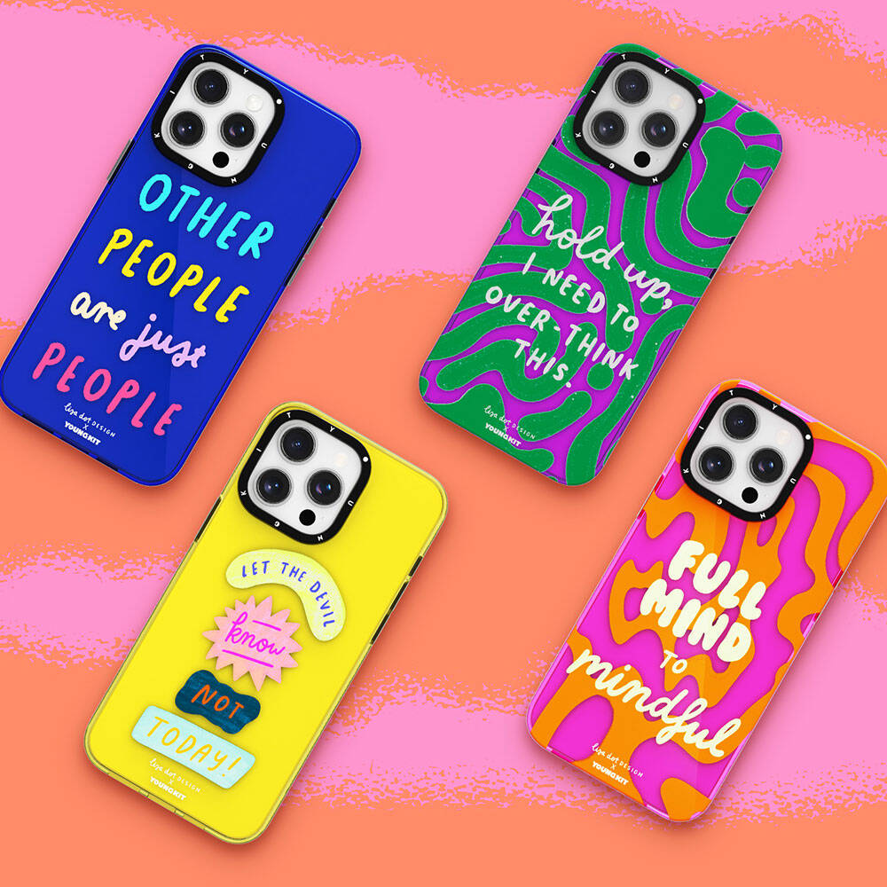 Apple iPhone 15 Pro Max Case Text Patterned Youngkit Mindfulness Series Cover Yellow