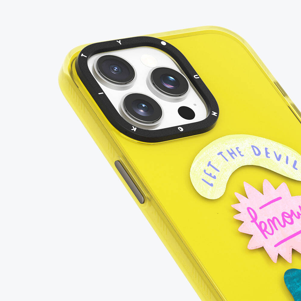 Apple iPhone 15 Pro Max Case Text Patterned Youngkit Mindfulness Series Cover Yellow