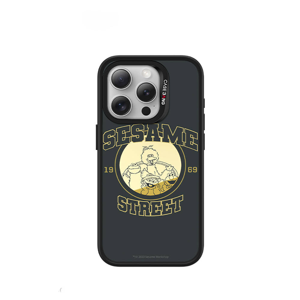 Apple iPhone 15 Pro Max M-safe Şarj Özellikli Casebang Sesame Street Serisi Mıknatıslı Arka Panel Siyah