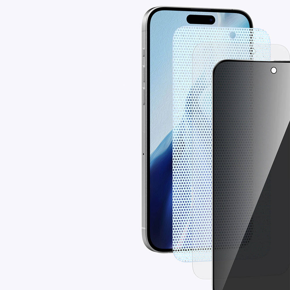 Apple iPhone 15 Pro Max Recci RSP-A08SP 3D Privacy Shield Tempered Glass Screen Protector Gray