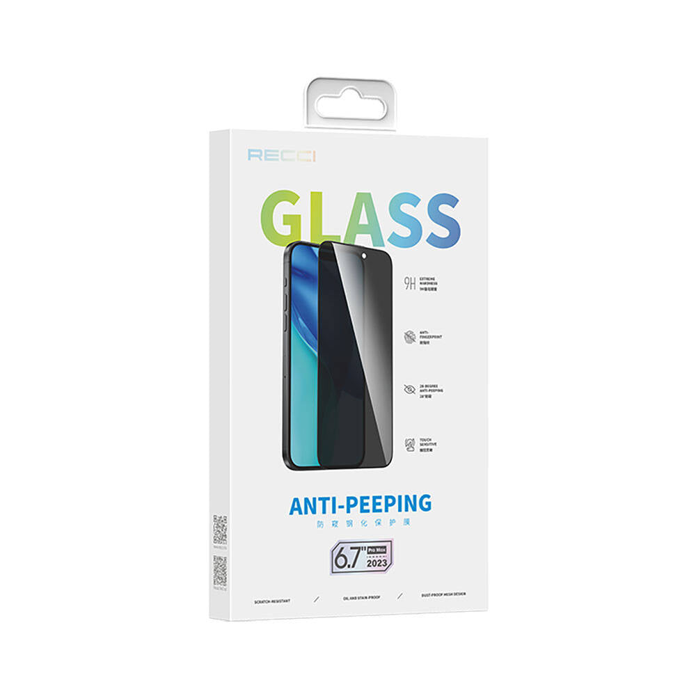 Apple iPhone 15 Pro Max Recci RSP-A19AP Privacy Tempered Glass Screen Protector Gray