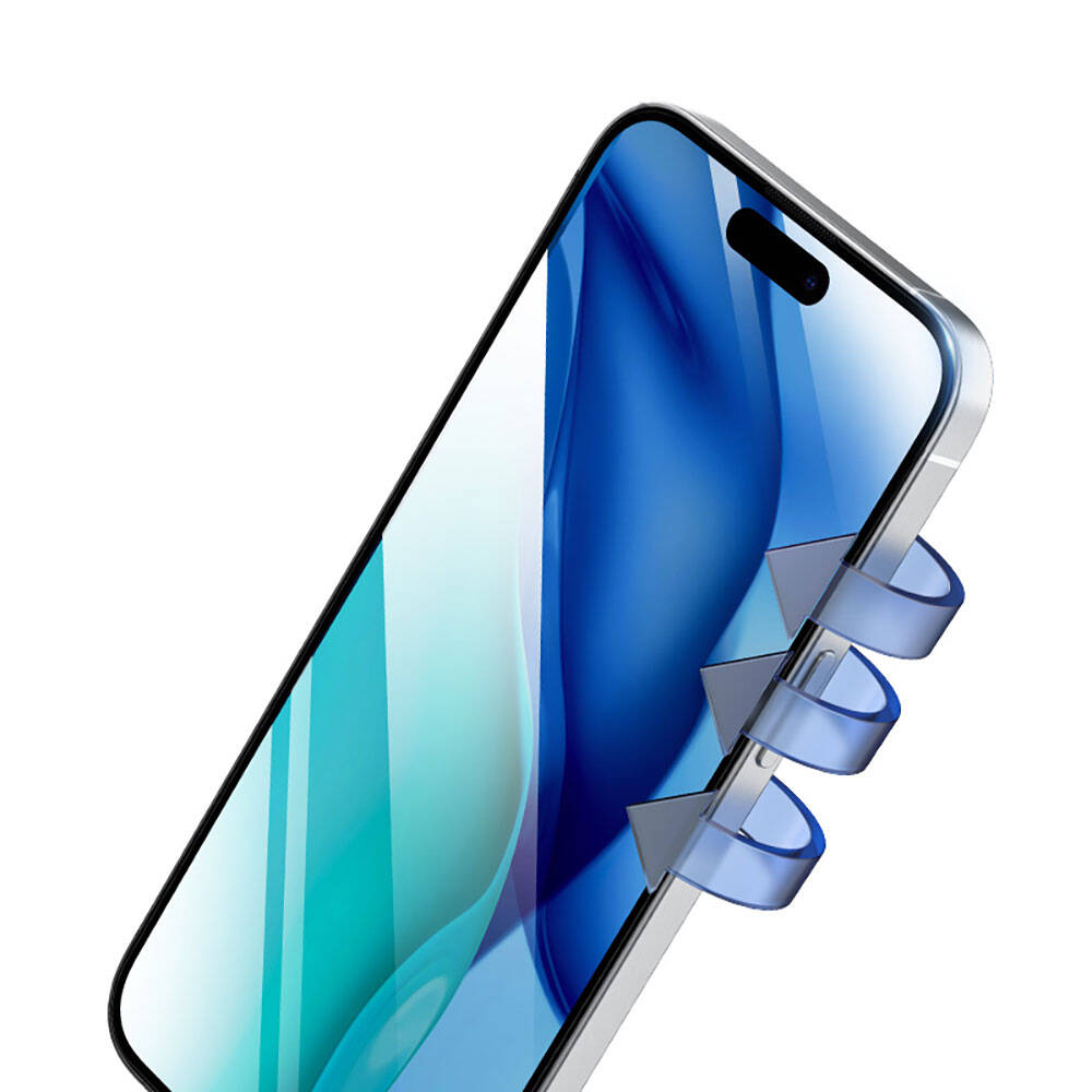 Apple iPhone 15 Pro Max Recci RSP-A23HD Full Transparent Tempered Glass Screen Protector Black