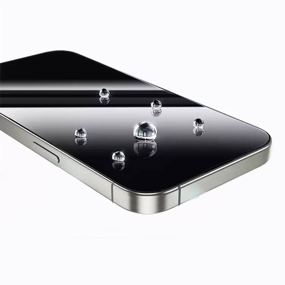 Apple iPhone 15 Pro Max Wiwu GT-009 Polymer Oleophobic Coating Transparent Smooth Tempered Glass Screen Protector Black