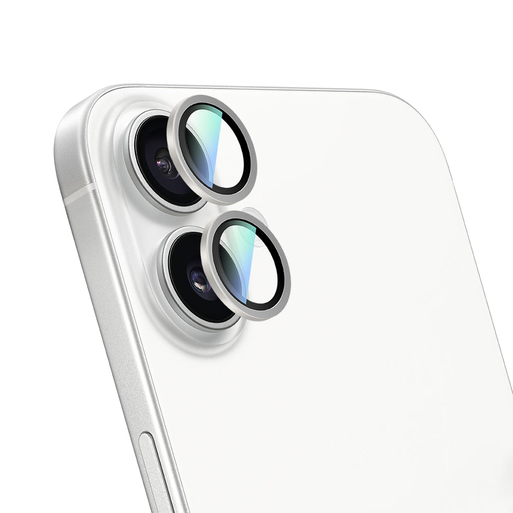 Apple iPhone 16 CaseWorld Alloy Two-Color Series Lens Protector Silver