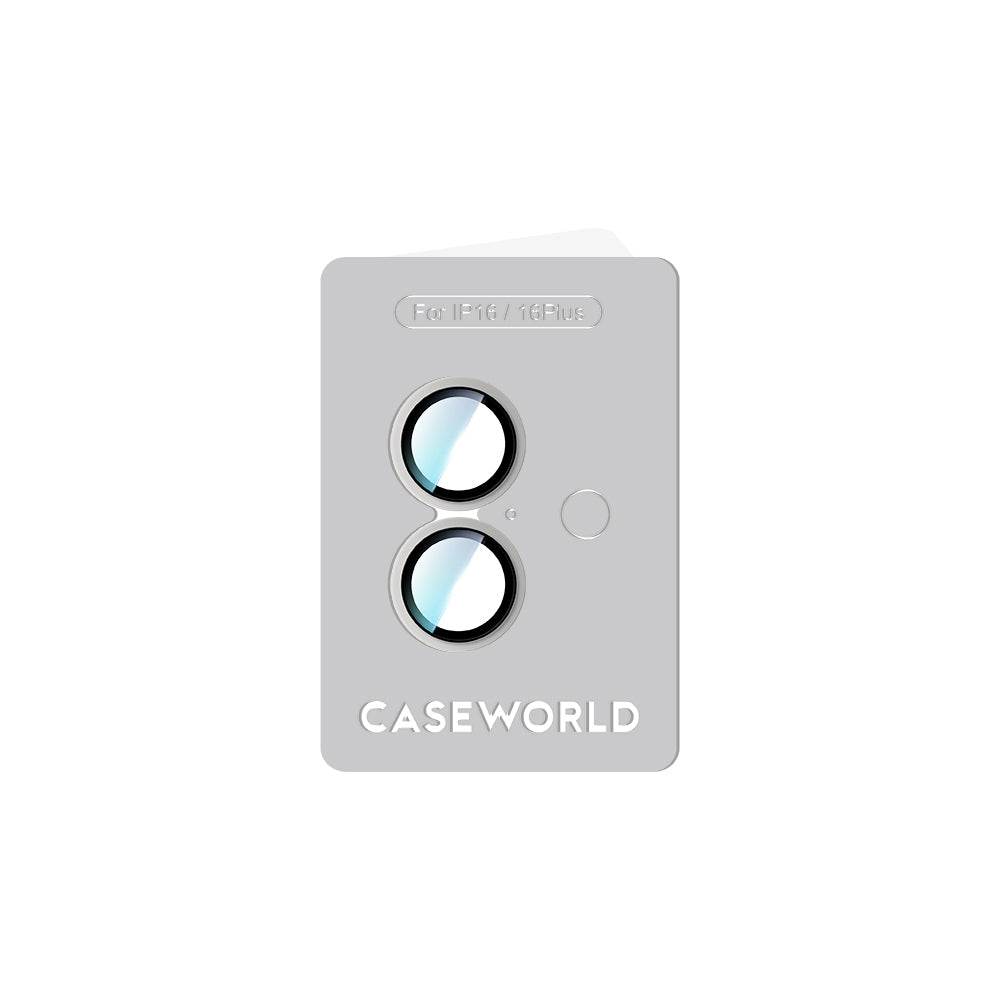 Apple iPhone 16 CaseWorld Alloy Two-Color Series Lens Protector Silver