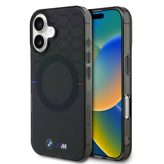 Apple iPhone 16 Kılıf BMW Magsafe Şarj Özellikli Transparan M Dizayn Orjinal Lisanslı Kapak Gri