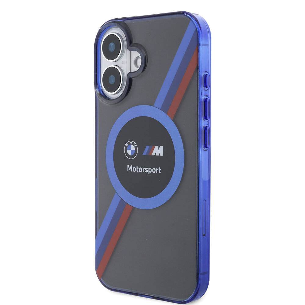 Apple iPhone 16 Case BMW Original Licensed M Logo Three Color Striped Motorsport Circle Cover Black