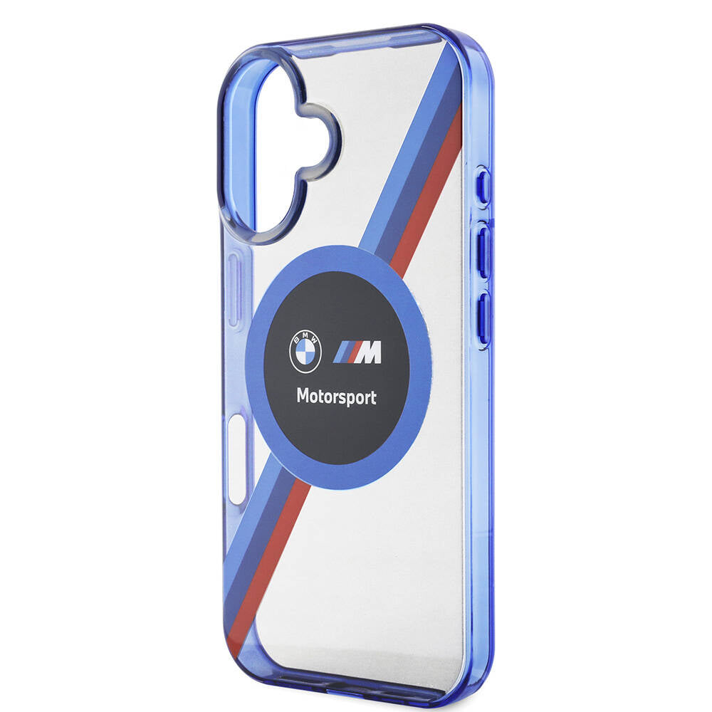 Apple iPhone 16 Case BMW Original Licensed M Logo Three Color Striped Motorsport Circle Cover Black
