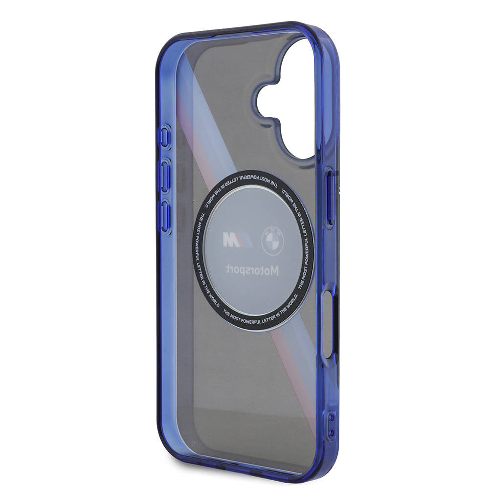 Apple iPhone 16 Case BMW Original Licensed M Logo Three Color Striped Motorsport Circle Cover Black