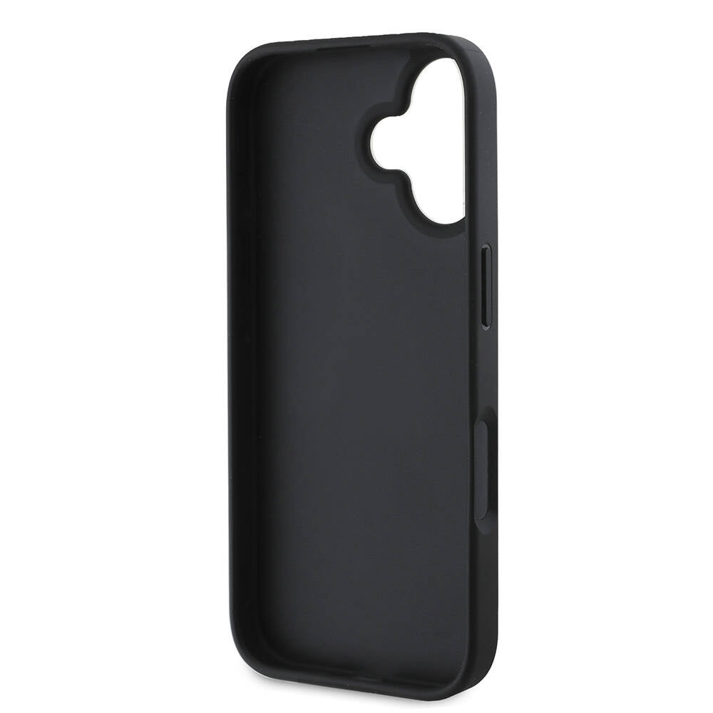 Apple iPhone 16 Case Guess Original Licensed 4G Large Metal Logo Glitter Cover Black