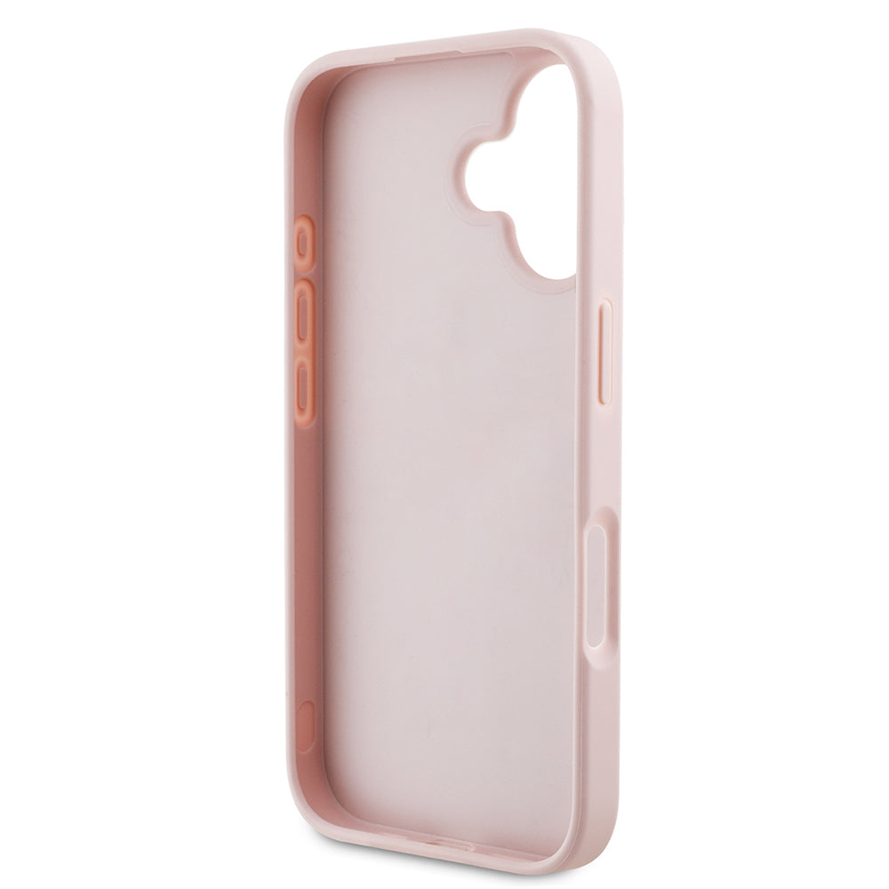 Apple iPhone 16 Case Guess Original Licensed Rose Printed Large Metal Logo Design Cover Black