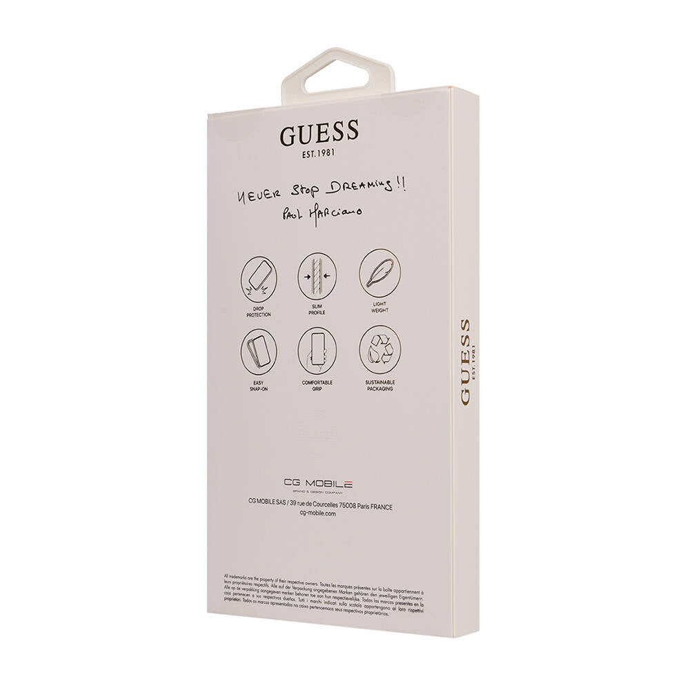 Apple iPhone 16 Case Guess Original Licensed M-safe Charging Feature Small 4G Classic Cover Black