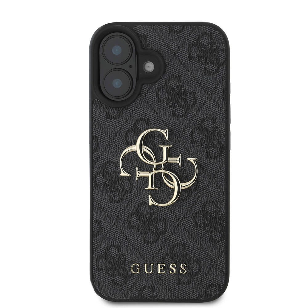 Apple iPhone 16 Case Guess Original Licensed PU Leather 4G Patterned Metal Large 4G and Text Logo Cover Pink