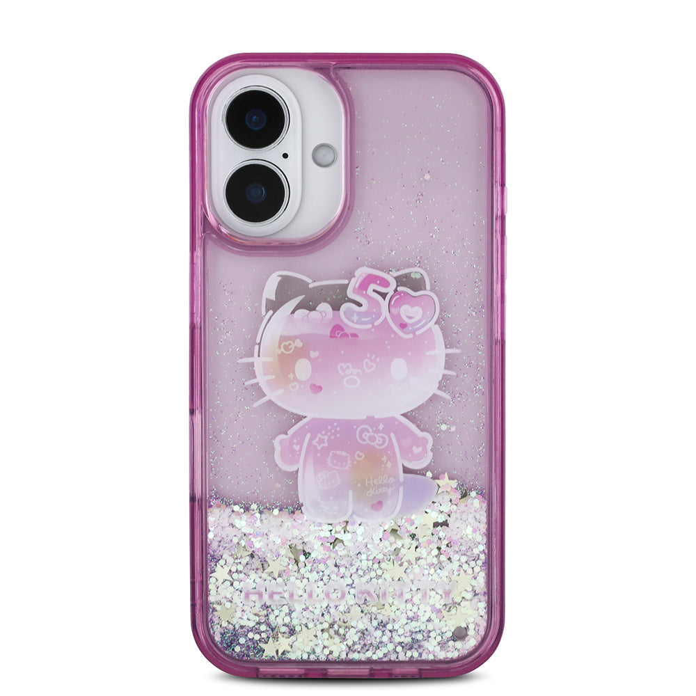 Apple iPhone 16 Case Hello Kitty Original Licensed Liquid Glitter 50th Anniversary Party Cover Purple