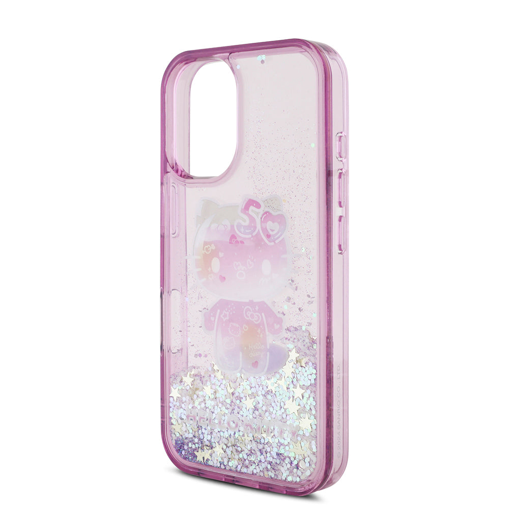 Apple iPhone 16 Case Hello Kitty Original Licensed Liquid Glitter 50th Anniversary Party Cover Purple