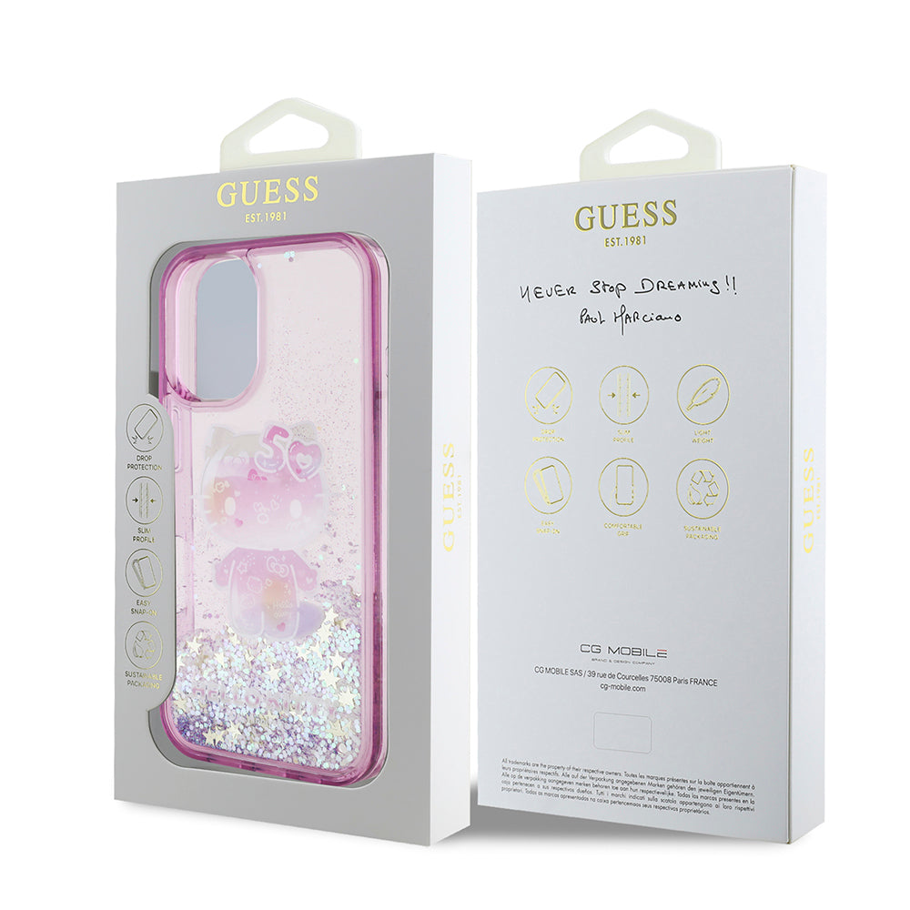 Apple iPhone 16 Case Hello Kitty Original Licensed Liquid Glitter 50th Anniversary Party Cover Purple