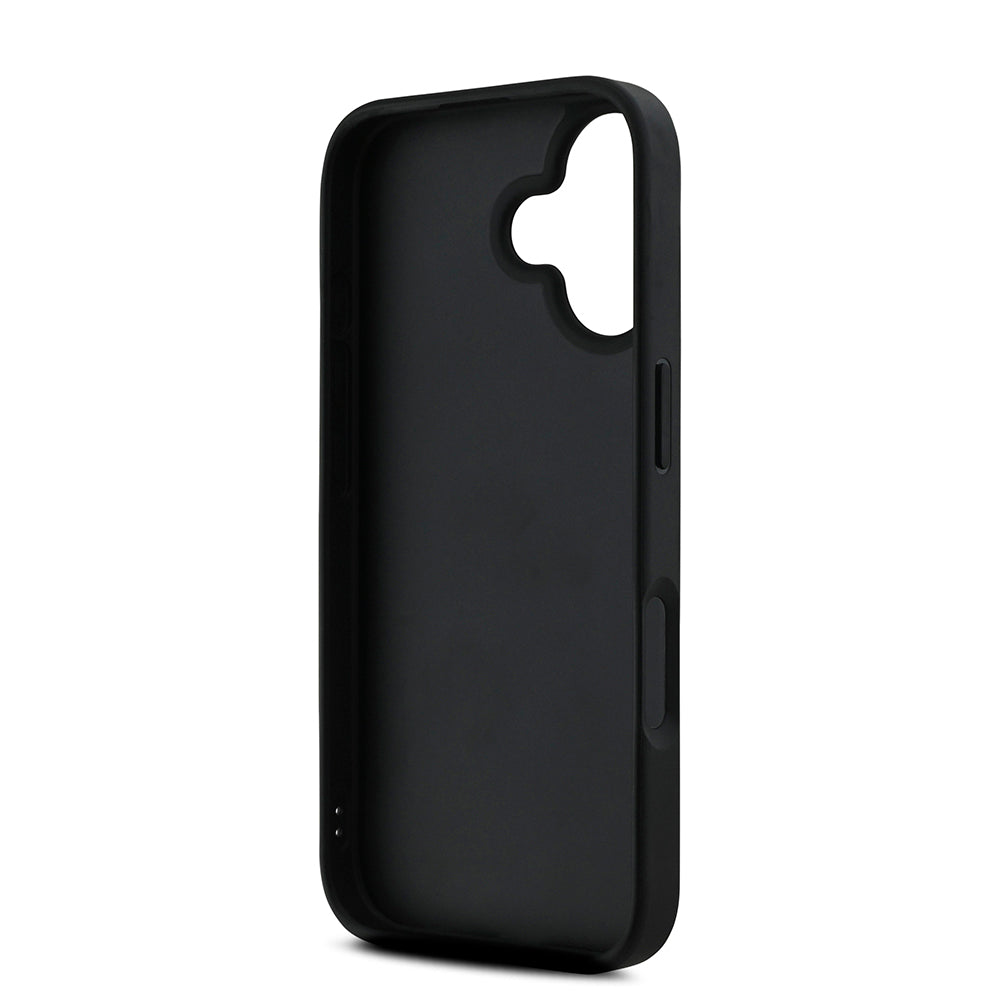 Apple iPhone 16 Kılıf Karl Lagerfeld Orjinal Lisanslı Askılı Saffiano Athleisure Şerit Çizgili Kapak Siyah-Pembe