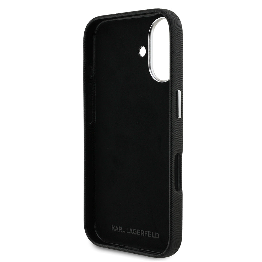 Apple iPhone 16 Case Karl Lagerfeld Original Licensed K&C Heads Pin Cover Black