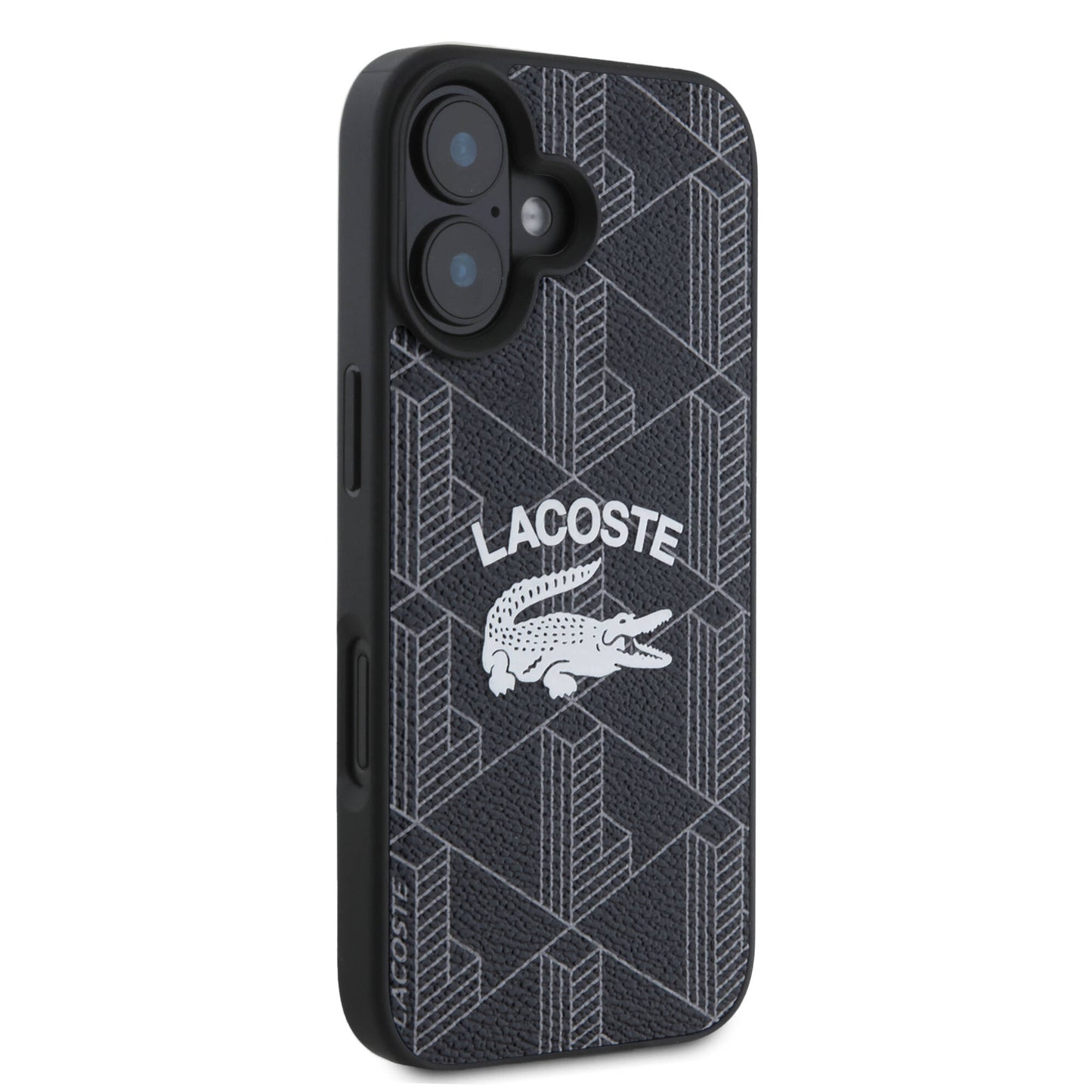 Apple iPhone 16 Case Lacoste Original Licensed M-safe Charging Feature Mono Vintage Logo Cover Black