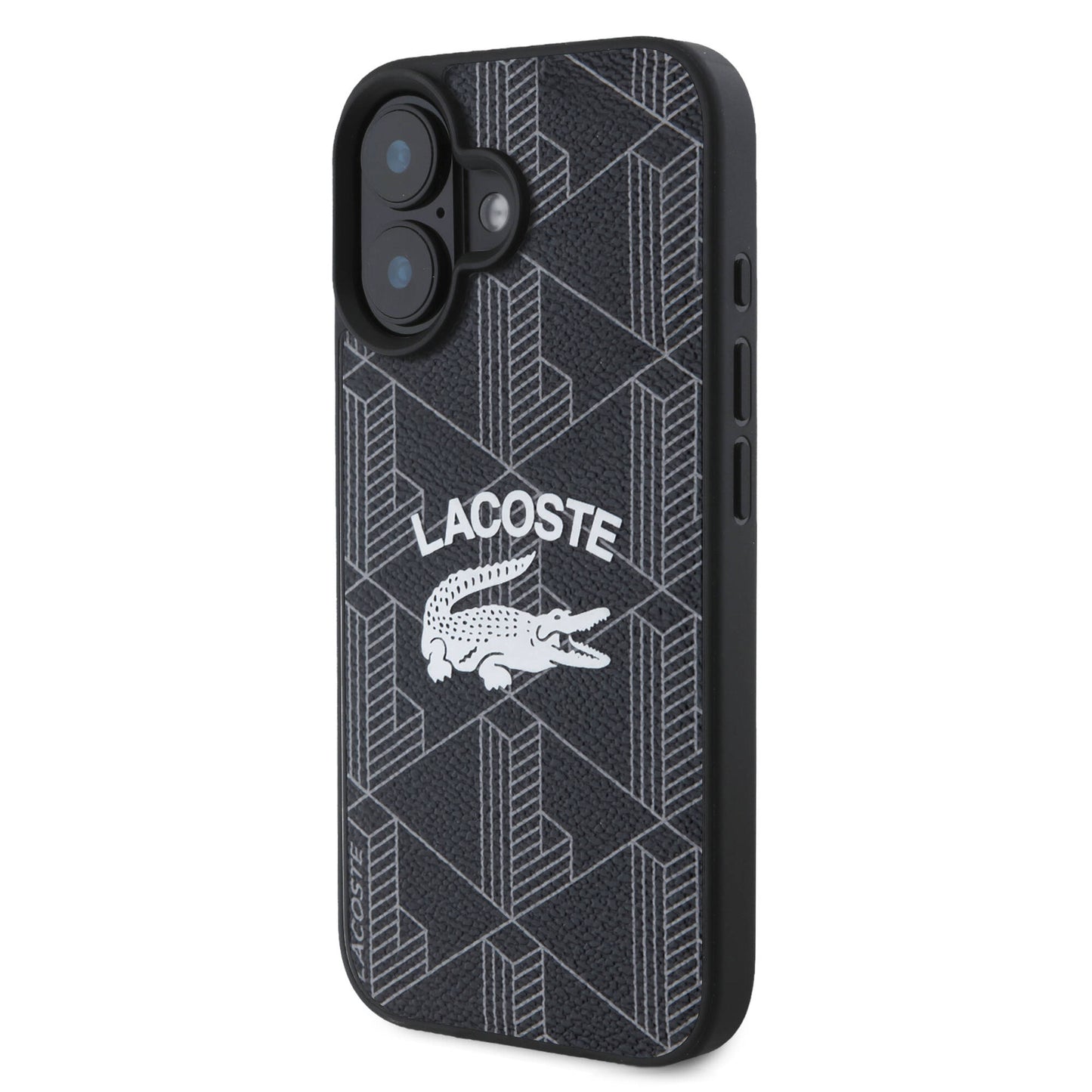 Apple iPhone 16 Case Lacoste Original Licensed M-safe Charging Feature Mono Vintage Logo Cover Black