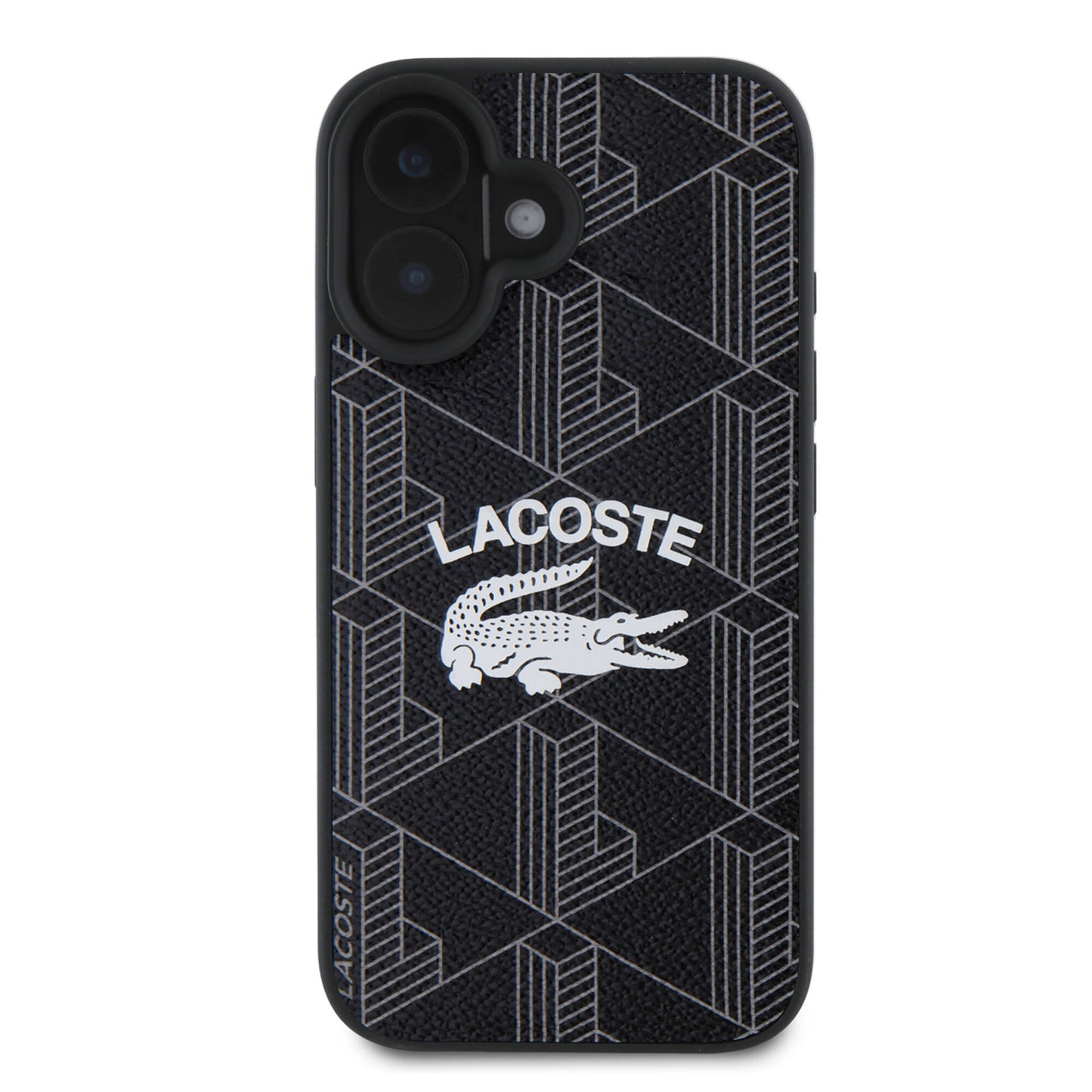 Apple iPhone 16 Case Lacoste Original Licensed M-safe Charging Feature Mono Vintage Logo Cover Black