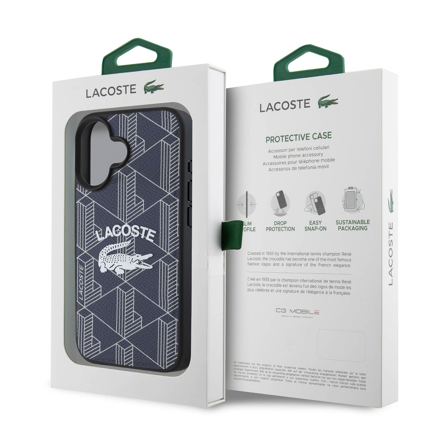 Apple iPhone 16 Case Lacoste Original Licensed M-safe Charging Feature Mono Vintage Logo Cover Black