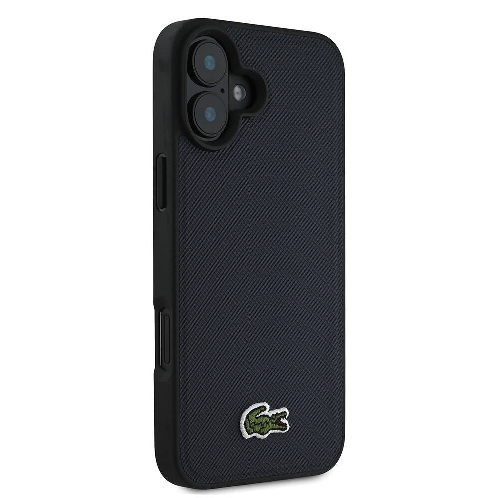 Apple iPhone 16 Case Lacoste Original Licensed PU Pique Patterned Back Surface Iconic Crocodile Woven Logo Cover Dark Green