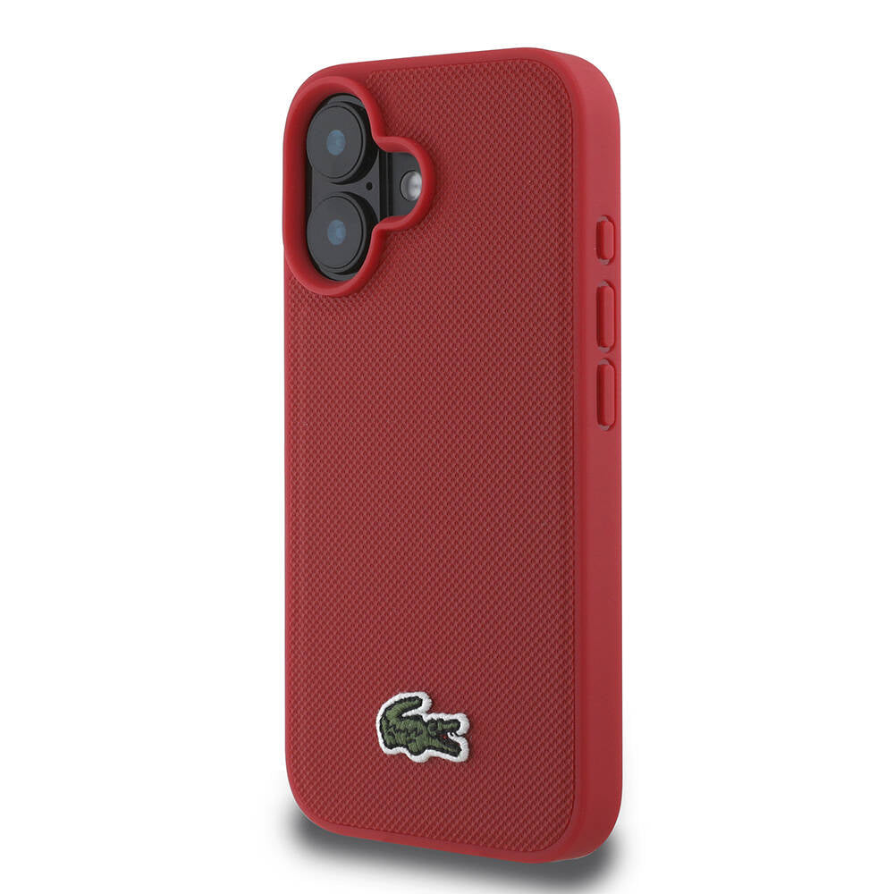 Apple iPhone 16 Case Lacoste Original Licensed PU Pique Patterned Back Surface Iconic Crocodile Woven Logo Cover Green