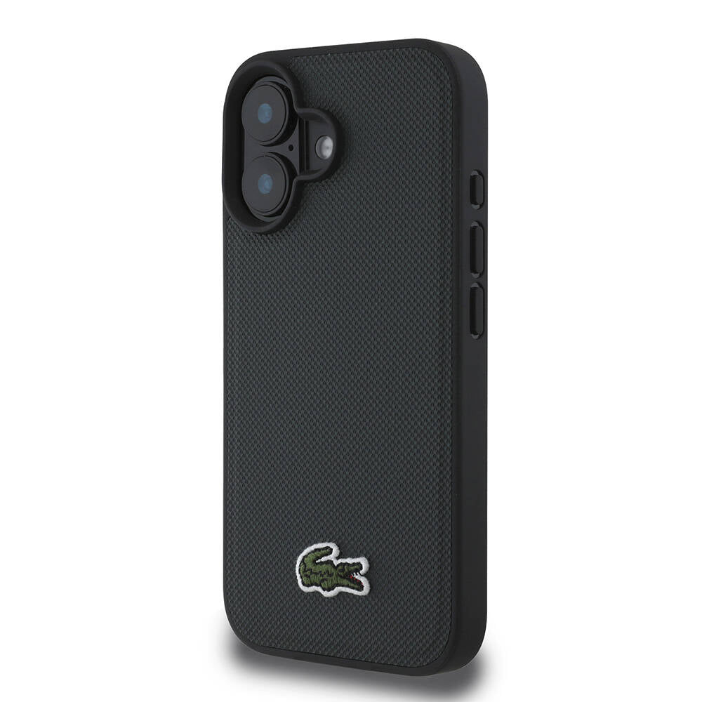 Apple iPhone 16 Case Lacoste Original Licensed PU Pique Patterned Back Surface Iconic Crocodile Woven Logo Cover Dark Green