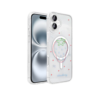 Apple iPhone 16 Case M-Safe Charging Transparent Zore Folk Hard Cover Heart