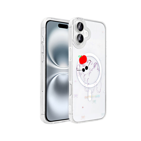 Apple iPhone 16 Case M-Safe Charging Transparent Zore Folk Hard Cover Cute Dog