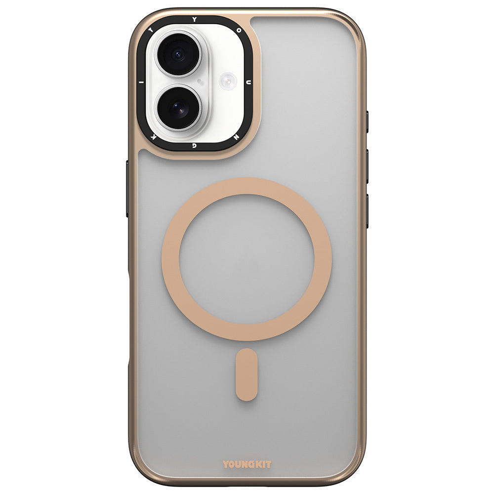 Apple iPhone 16 Case M-safe Charging Feature Glass Back Surface TPU Youngkit Gemstone Series Cover Transparent