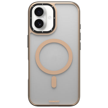 Apple iPhone 16 Kılıf M-safe Şarj Özellikli Cam Arka Yüzey TPU Youngkit Gemstone Serisi Kapak Şeffaf