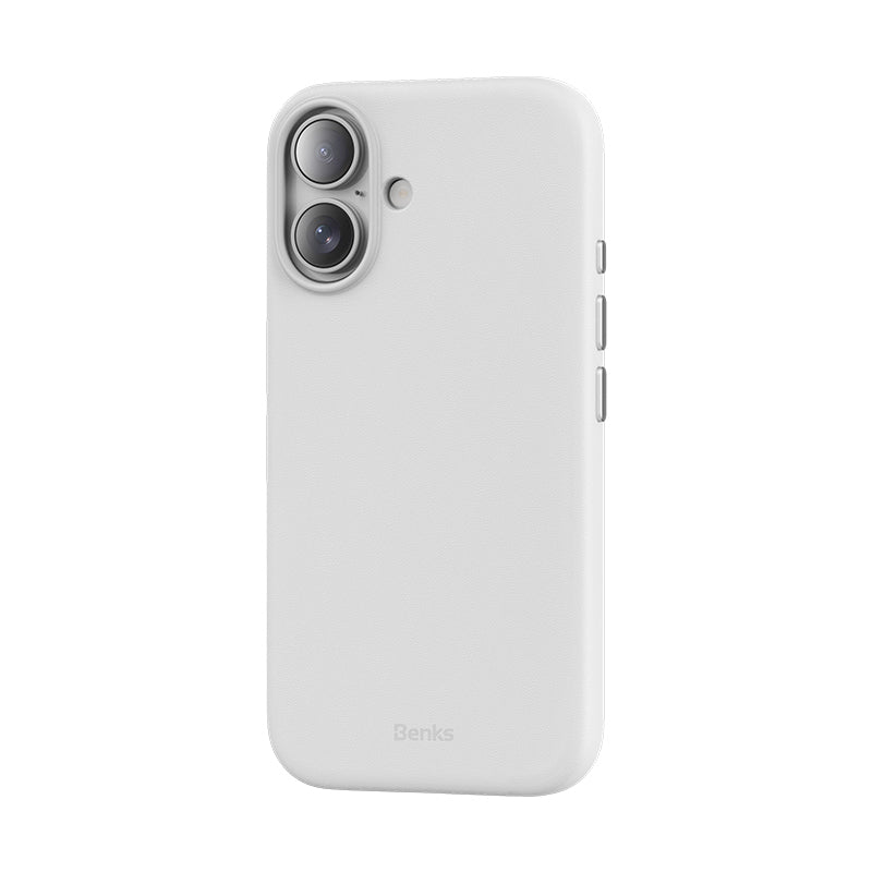 Apple iPhone 16 Kılıf M-safe Şarj Özellikli Çizilmeye Dayanıklı Benks VitaPro Serisi PU Deri Kapak Gri