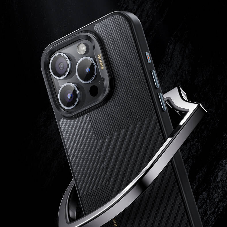 Apple iPhone 16 Case M-safe Charging Carbon Fiber Benks Montage Hybrid ArmorPro Kevlar Cover Black