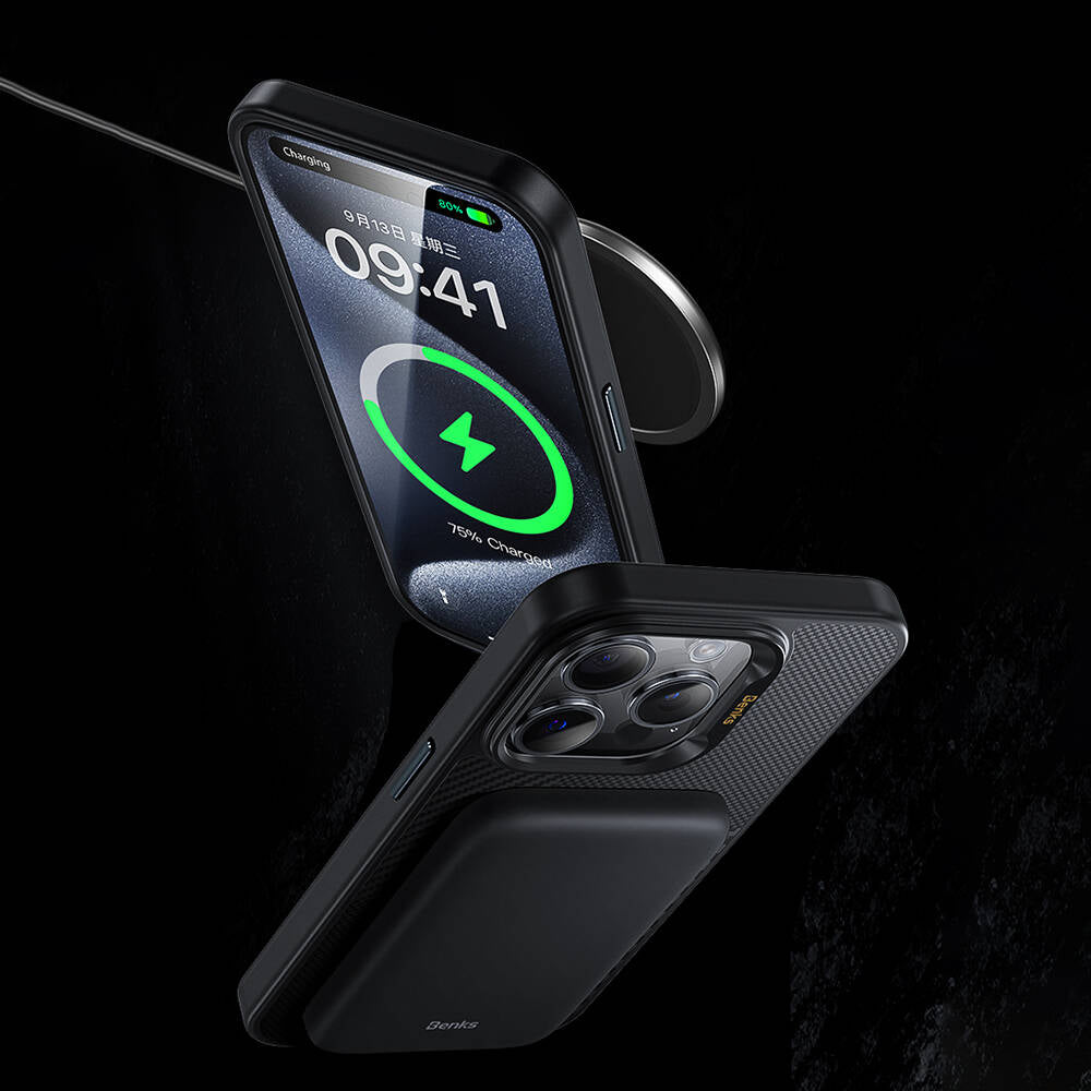 Apple iPhone 16 Case M-safe Charging Carbon Fiber Benks Montage Hybrid ArmorPro Kevlar Cover Black