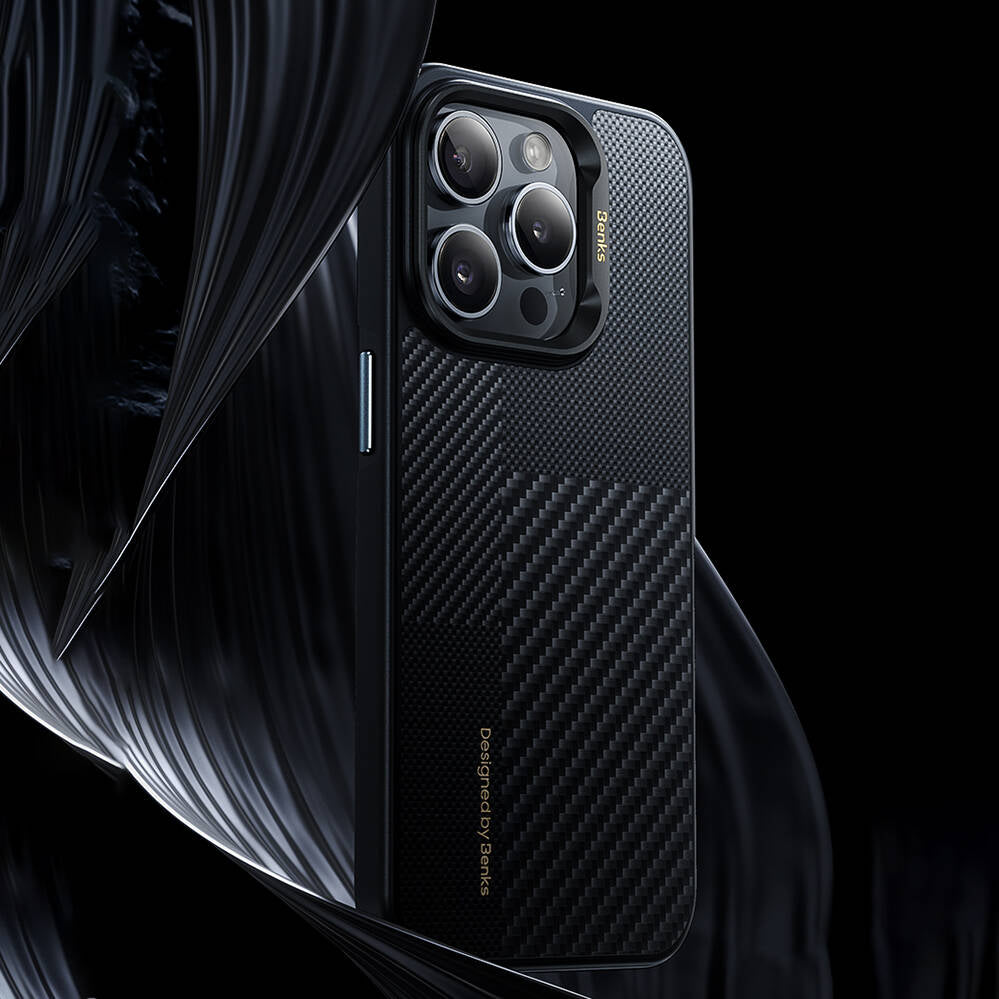 Apple iPhone 16 Case M-safe Charging Carbon Fiber Benks Montage Hybrid ArmorPro Kevlar Cover Black