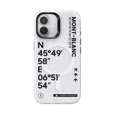 Apple iPhone 16 Kılıf M-safe Şarj Özellikli Koordinat Yazı Desenli Benks Summit Serisi Kapak Beyaz