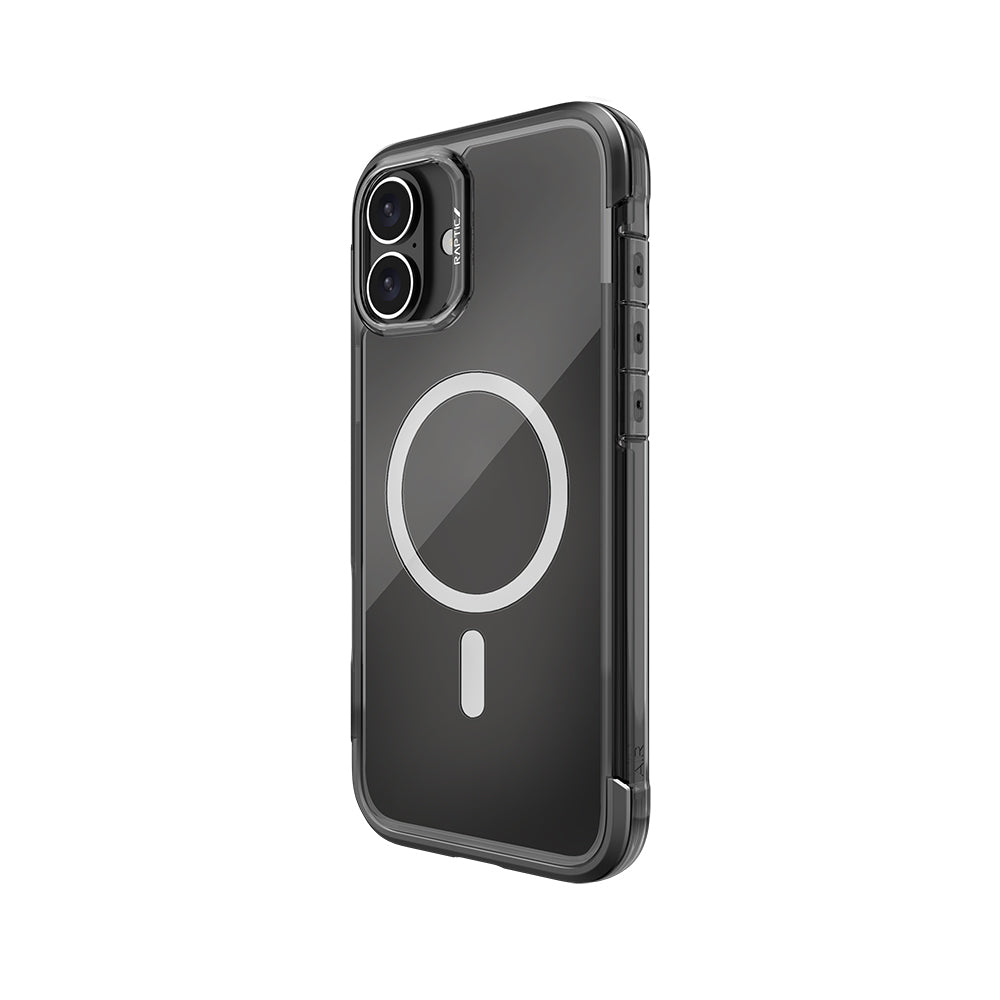 Apple iPhone 16 Case M-Safe Charging Feature Raptic Air Series Airbag Design Metal Corner Transparent Cover Silver