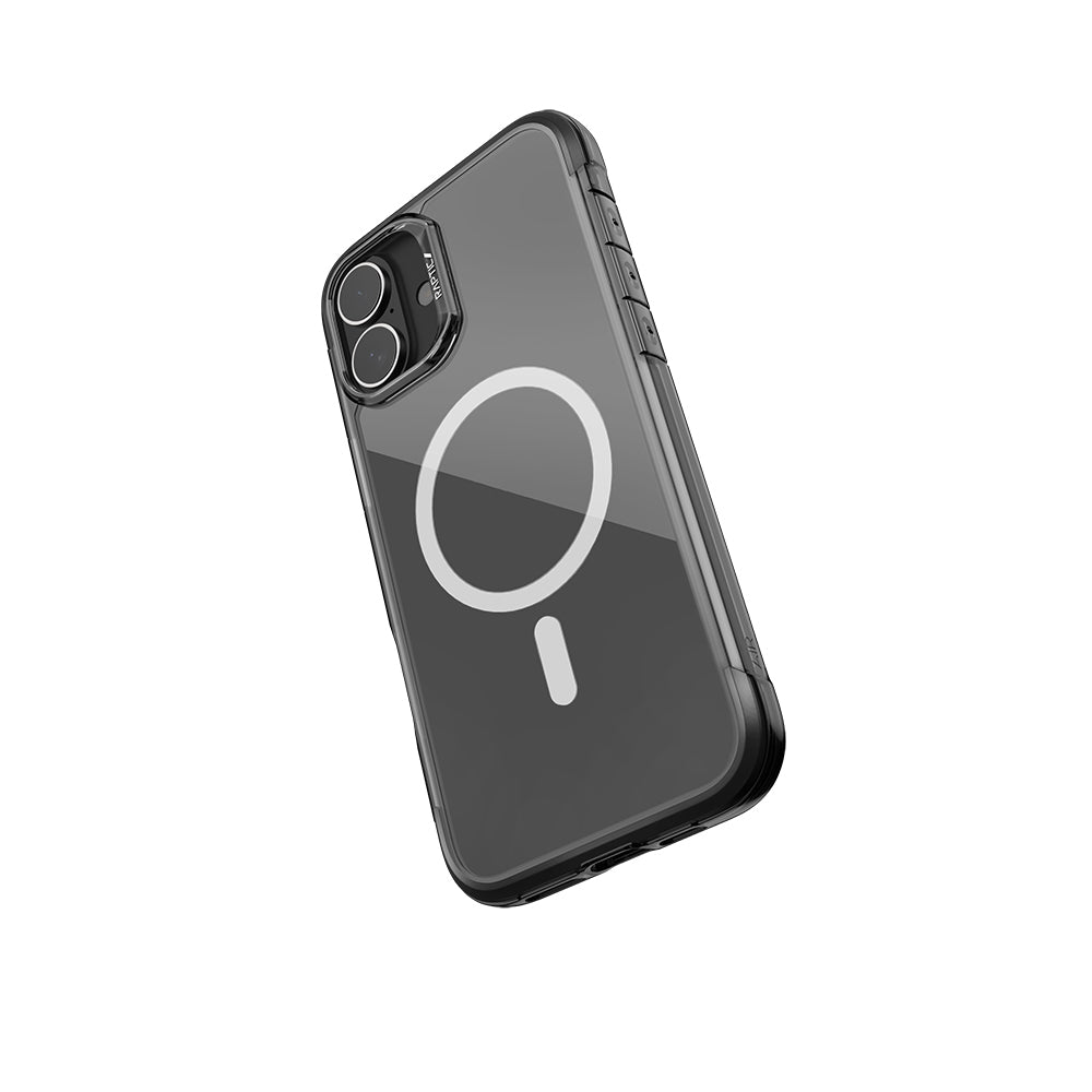 Apple iPhone 16 Case M-Safe Charging Feature Raptic Air Series Airbag Design Metal Corner Transparent Cover Silver