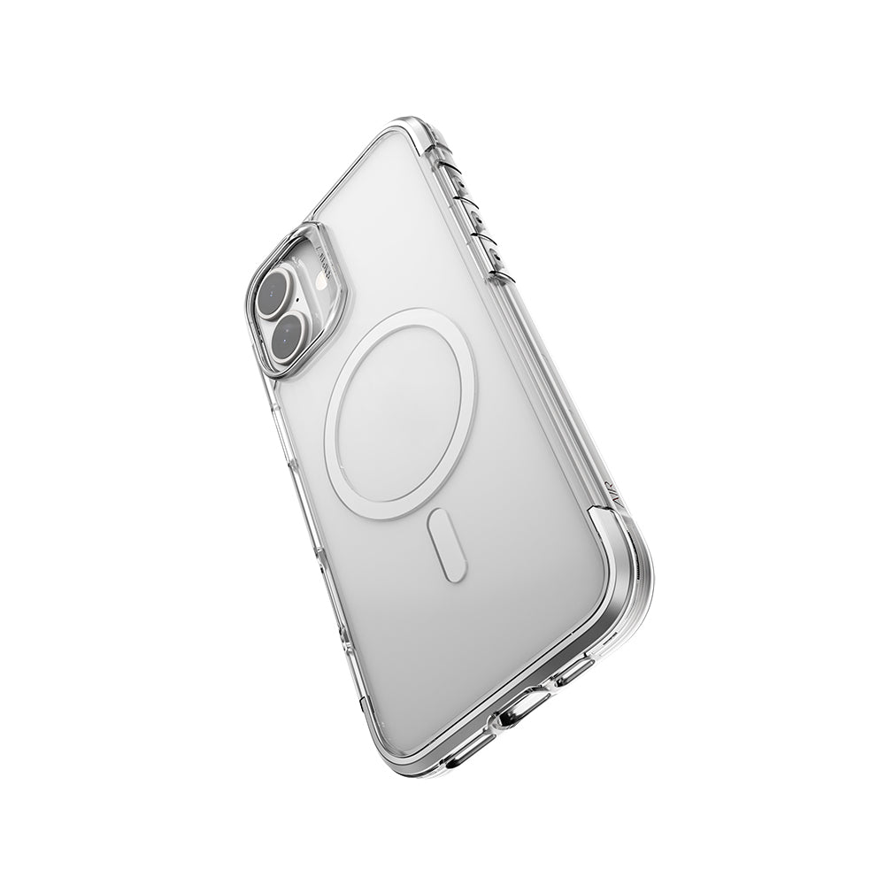 Apple iPhone 16 Case M-Safe Charging Feature Raptic Air Series Airbag Design Metal Corner Transparent Cover Black