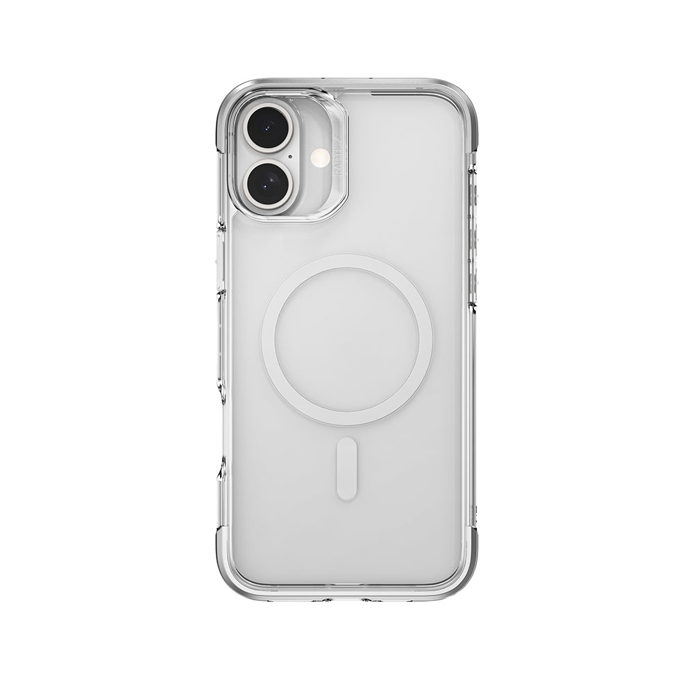Apple iPhone 16 Case M-Safe Charging Feature Raptic Air Series Airbag Design Metal Corner Transparent Cover Silver