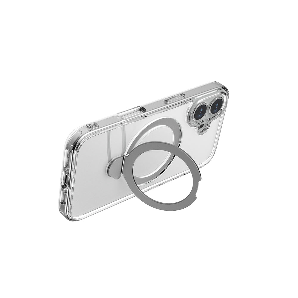 Apple iPhone 16 Case M-safe Charging Feature Raptic Air Stand Series Frosted Transparent Design Stand Cover Transparent